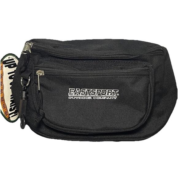 Vintage 90s Eastport Outdoor Company Fanny Pack Black 3 Pockets New with Tags - Picture 1 of 8